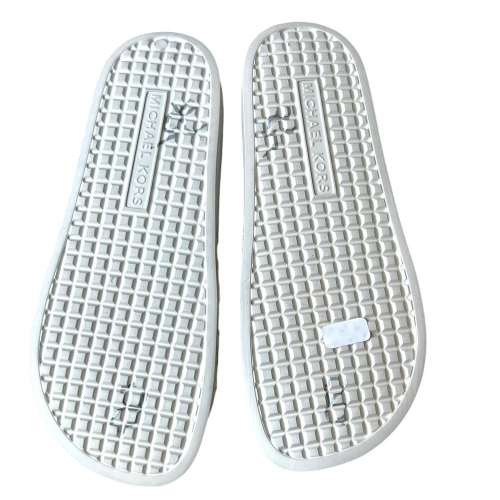 MICHAEL KORS Signature Vanilla Cream Floral Monogram Logo Slip On Slides - Picture 8 of 10